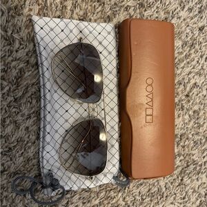 Oliver Peoples Gold and Brown Sunglasses